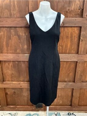 Eileen Fisher Black V-Neck Midi Dress